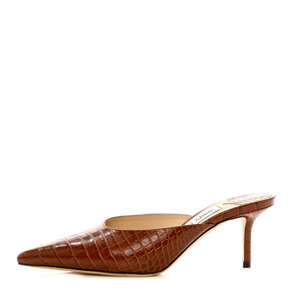 Jimmy Choo Calfskin Crocodile Embossed Rav 65 Mule Pumps 37.5 Cuoio 1 of 8