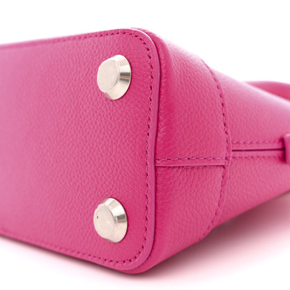 Balenciaga Signature Grained Calfskin Logo XXS Ville Top Handle Bag Fuchsia White 9 of 10