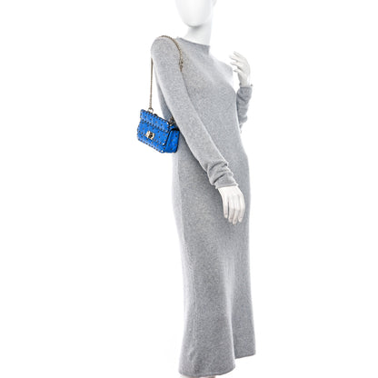 Valentino Garavani Calfskin Mini Rockstud Spike Shoulder Bag Blue Fluo 2 of 8