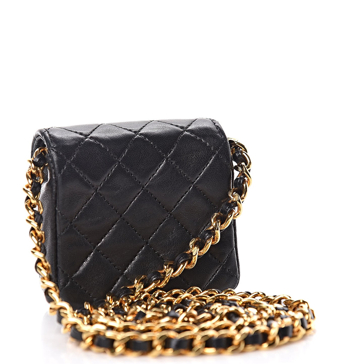 Lambskin Quilted Micro Mini Flap Black