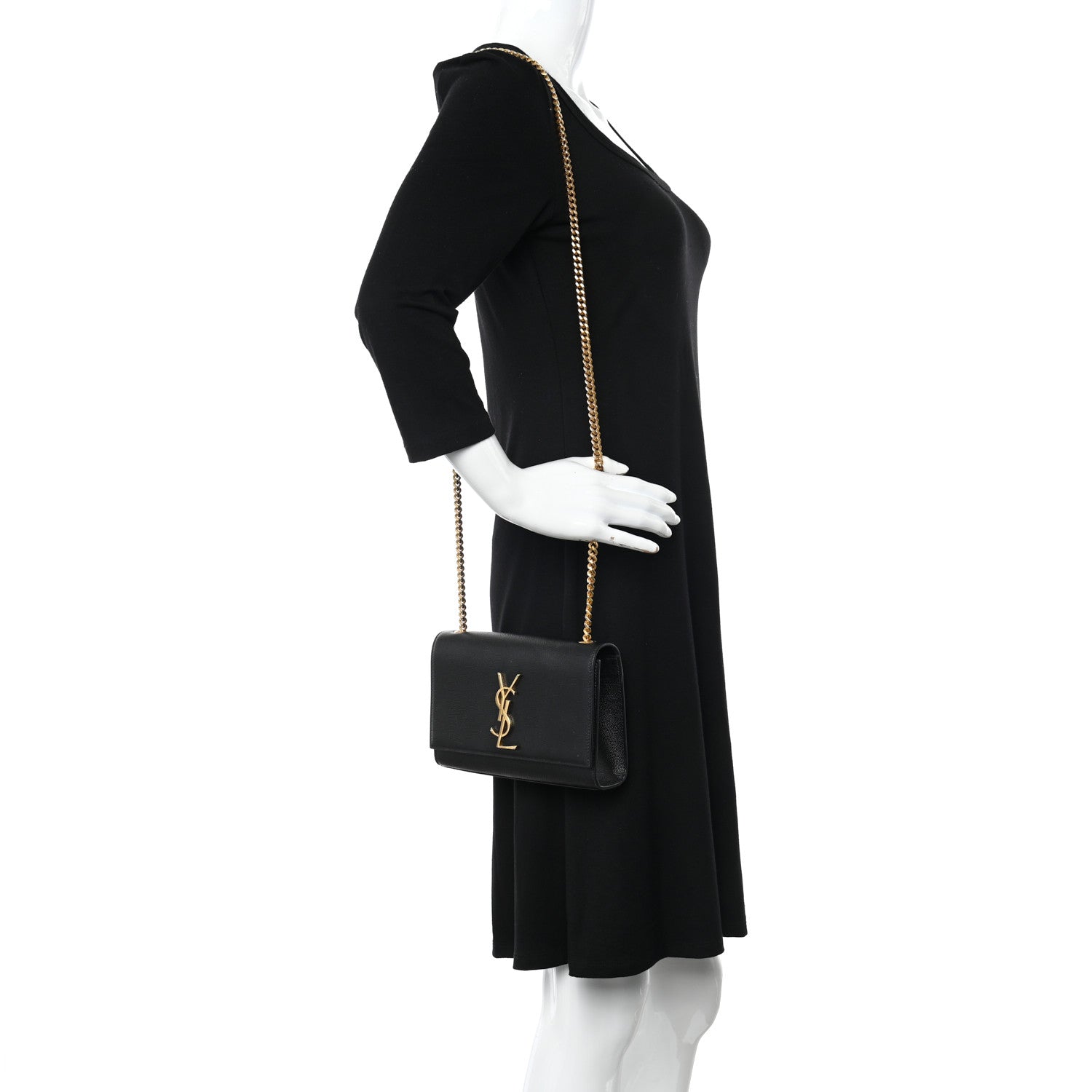 Saint Laurent Grain De Poudre Small Monogram Kate Satchel Black 2 of 17
