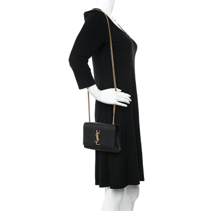 Saint Laurent Grain De Poudre Small Monogram Kate Satchel Black 2 of 17