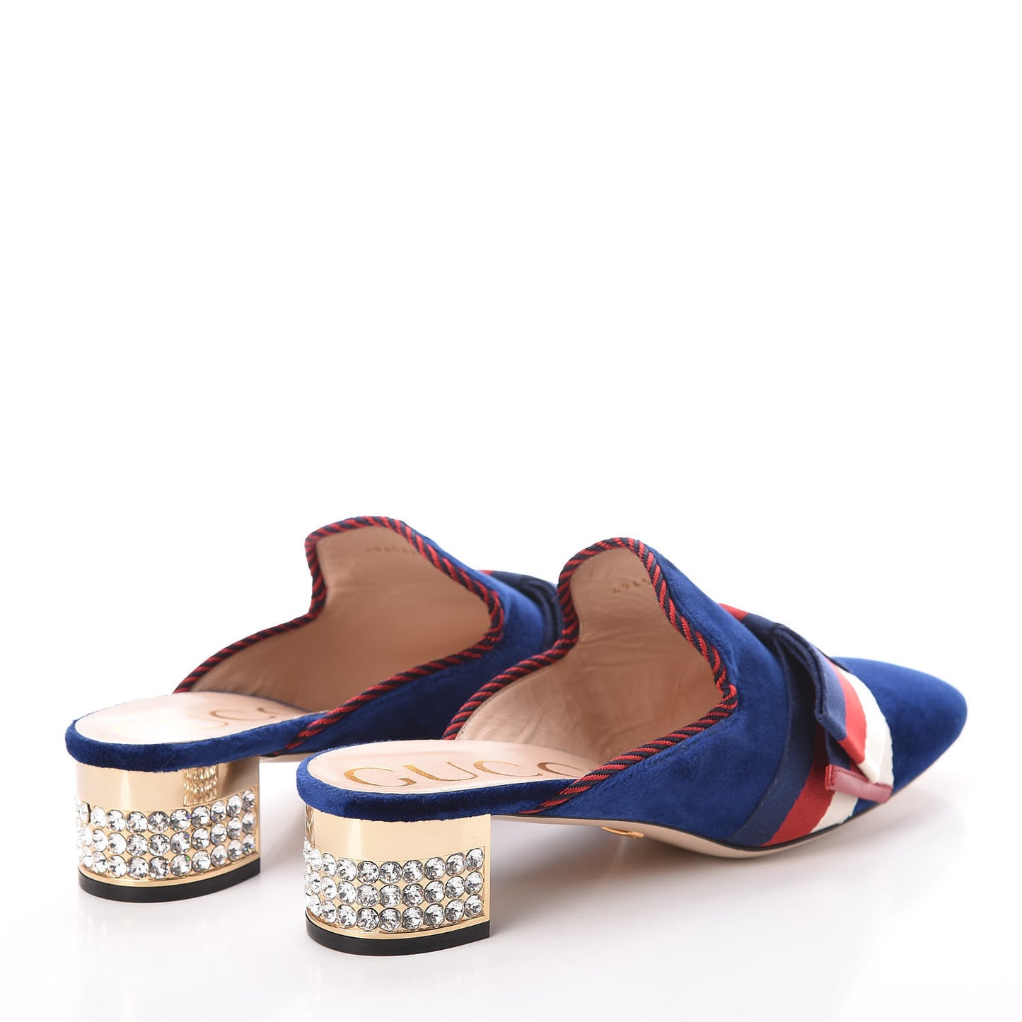 Velvet Crystal Sylvie Bow Mules 40 Blue