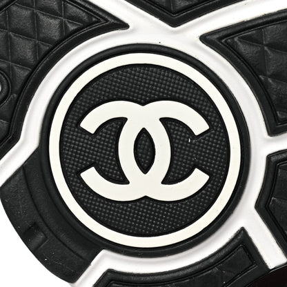 Chanel Nylon Suede Calfskin Printed CC Sneakers 40 Black White 7 of 10