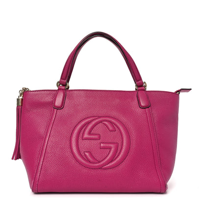 Gucci Pebbled Calfskin Small Soho Top Handle Bag Bright Bougainvillea 1 of 11