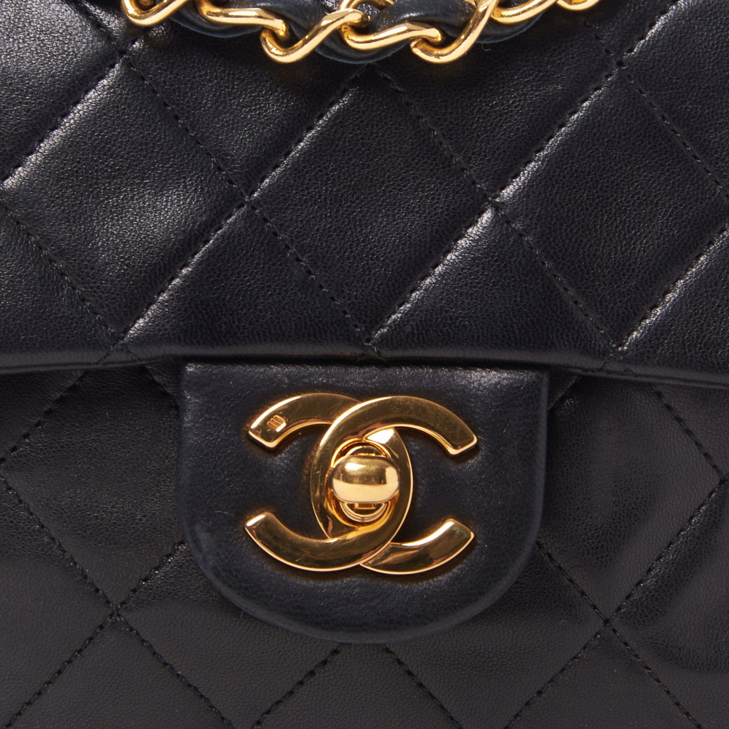 Lambskin Quilted Mini Square Flap Black