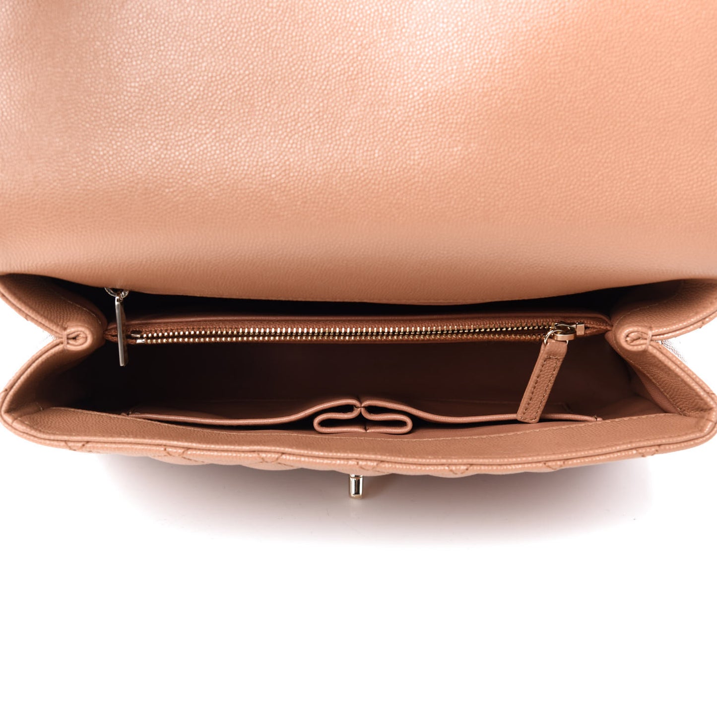 Caviar Quilted Lizard Embossed Small Coco Handle Flap Brown