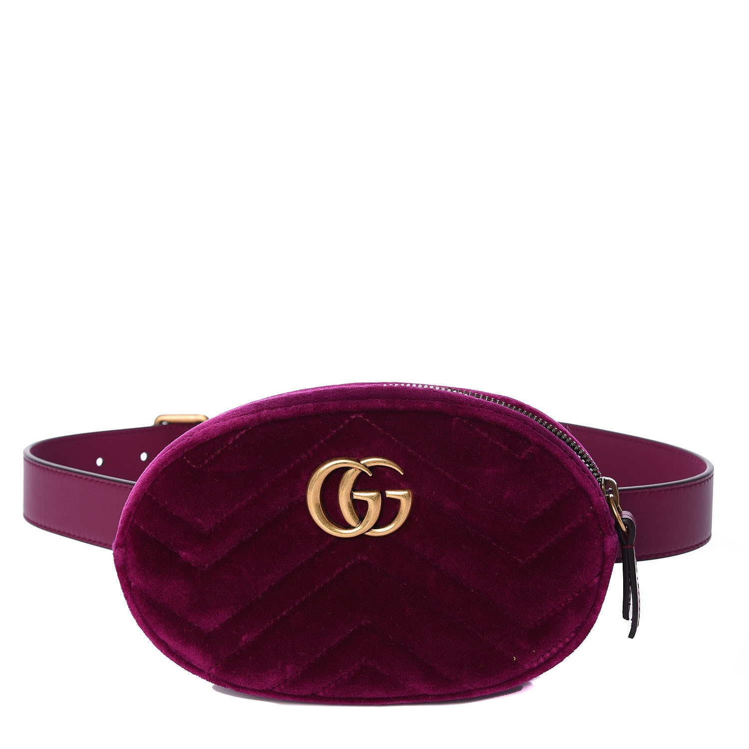 Gucci Velvet Matelasse GG Marmont Belt Bag 85 34 Fuchsia Violet Cyclamen 1 of 11
