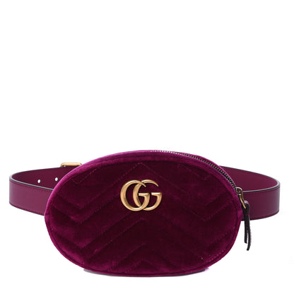 Gucci Velvet Matelasse GG Marmont Belt Bag 85 34 Fuchsia Violet Cyclamen 1 of 11