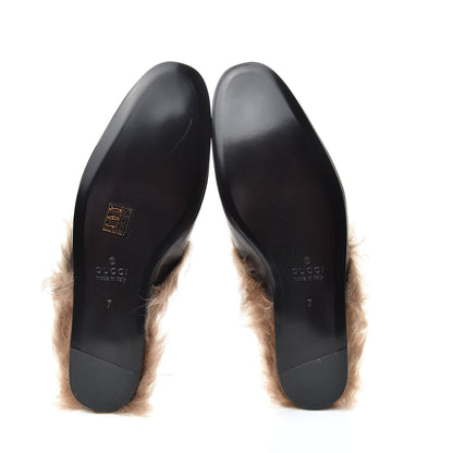 Gucci Calfskin Fur Crystal Tiger Embroidered Mens Princetown Slippers 7 Black 5 of 8