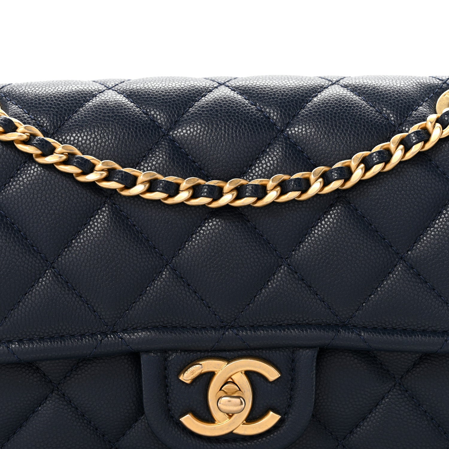Chanel Caviar Quilted Medium Sweet Classic Flap Navy Blue 8 of 10