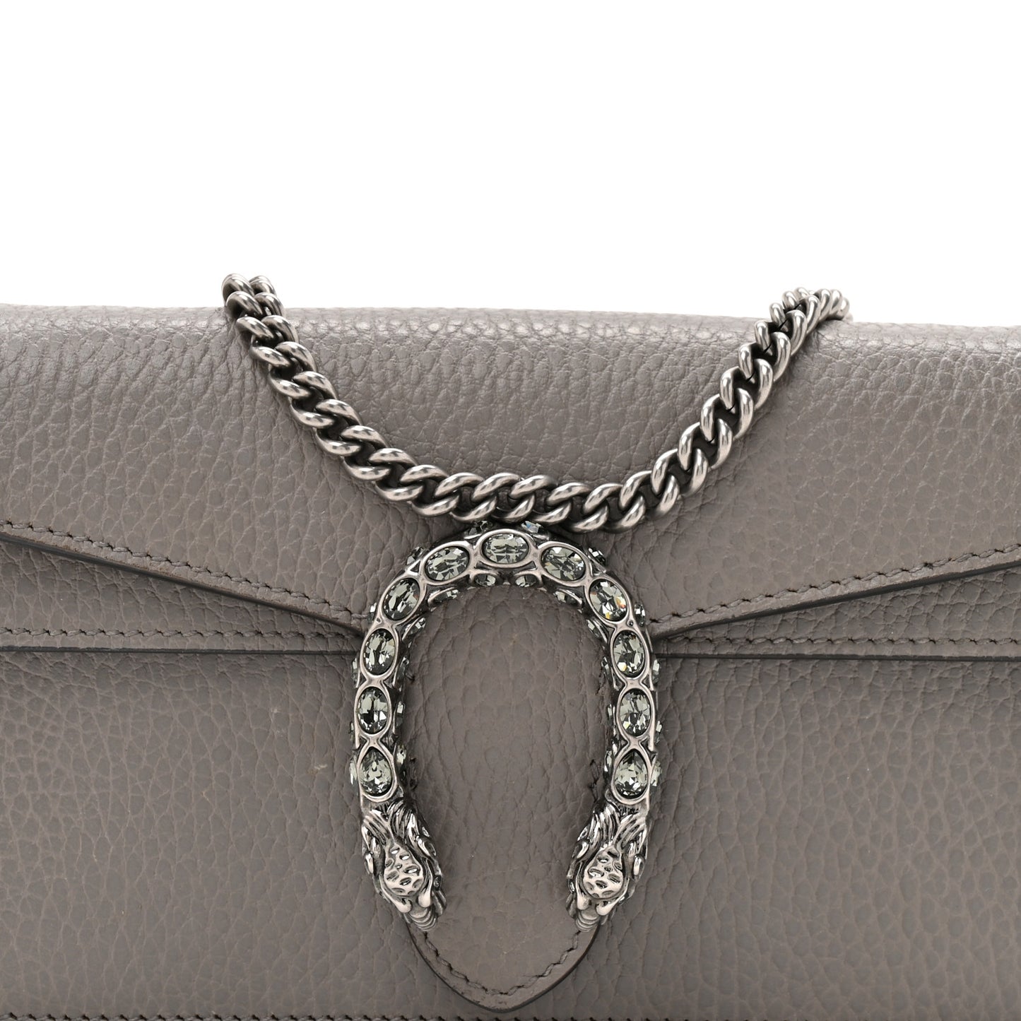 Dollar Calfskin Crystal Super Mini Dionysus Shoulder Bag Dusty Grey Black Diamond