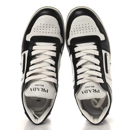 Prada Vitello Sport Spazzolato Rois Triangle Logo Womens Downtown Low Top 30mm Sneakers 37 White Black 3 of 10
