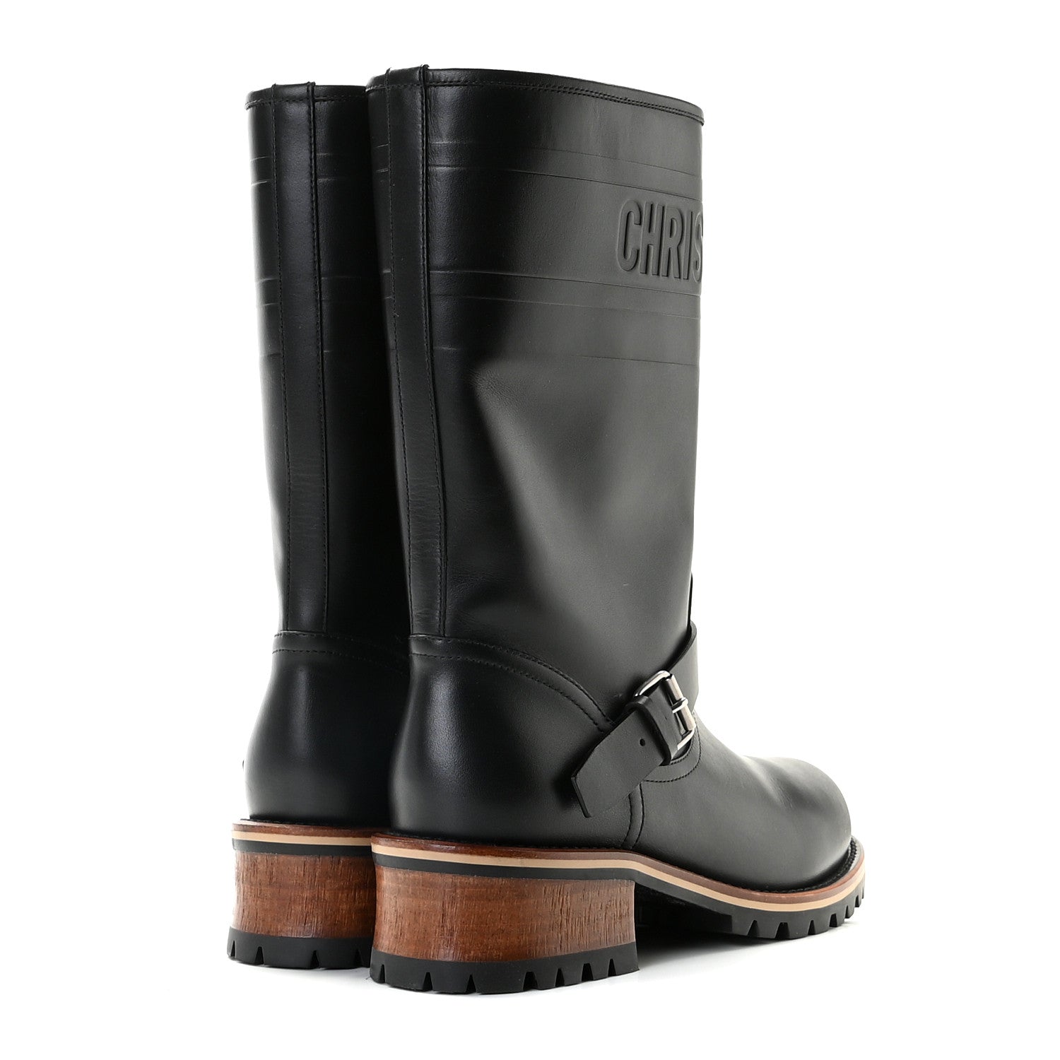 Christian Dior Calfskin Embossed Dior Quest 35mm Biker Boots 40 Black 4 of 12
