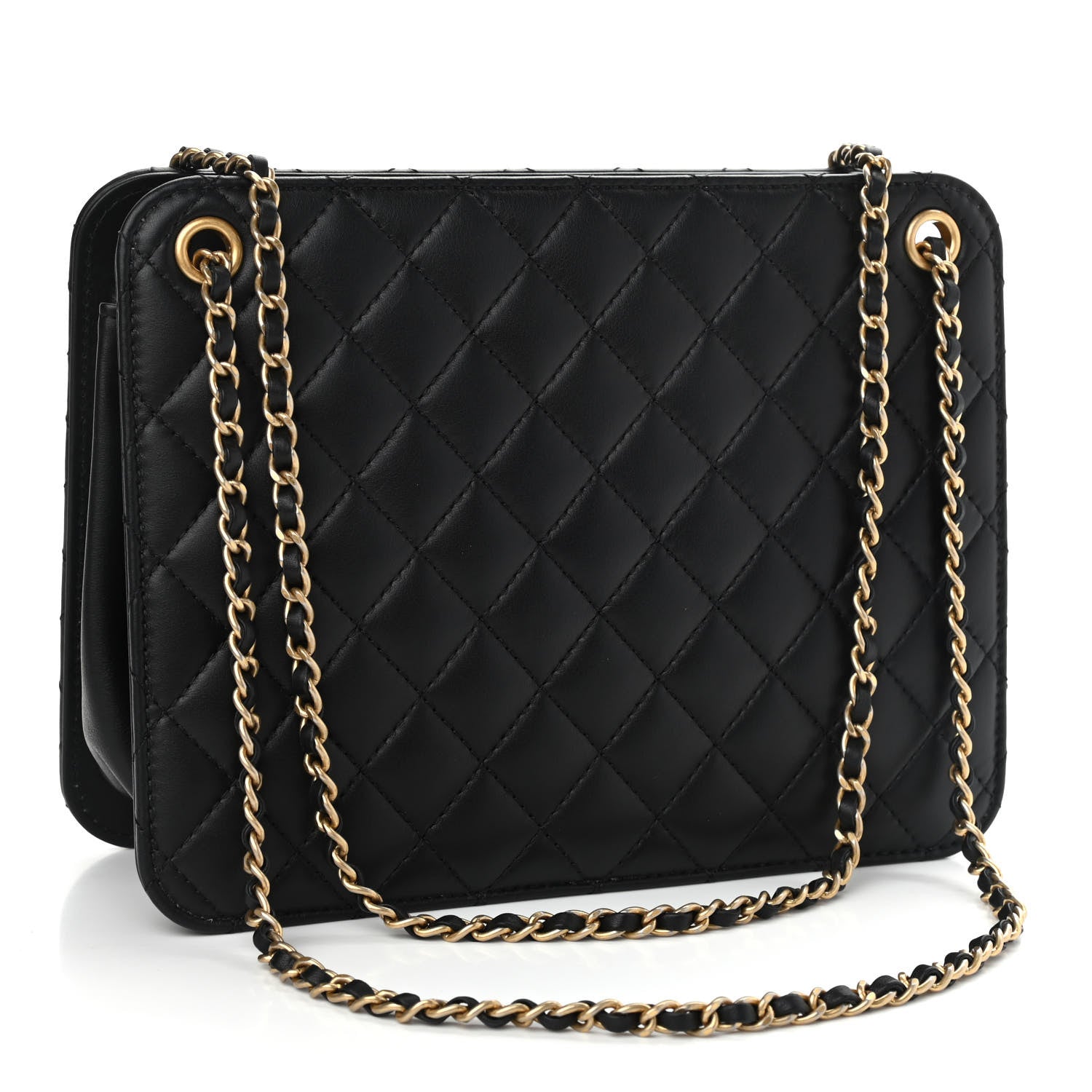 Chanel Calfskin Quilted CC Chain Accordion Tote Black 3 of 11