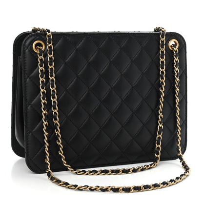 Chanel Calfskin Quilted CC Chain Accordion Tote Black 3 of 11