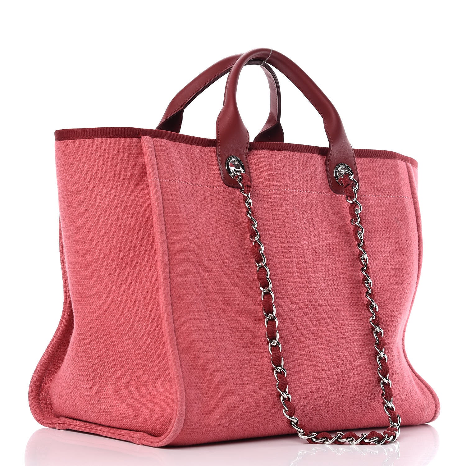 Chanel Canvas Large Deauville Tote Red 3 of 11