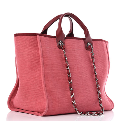 Chanel Canvas Large Deauville Tote Red 3 of 11
