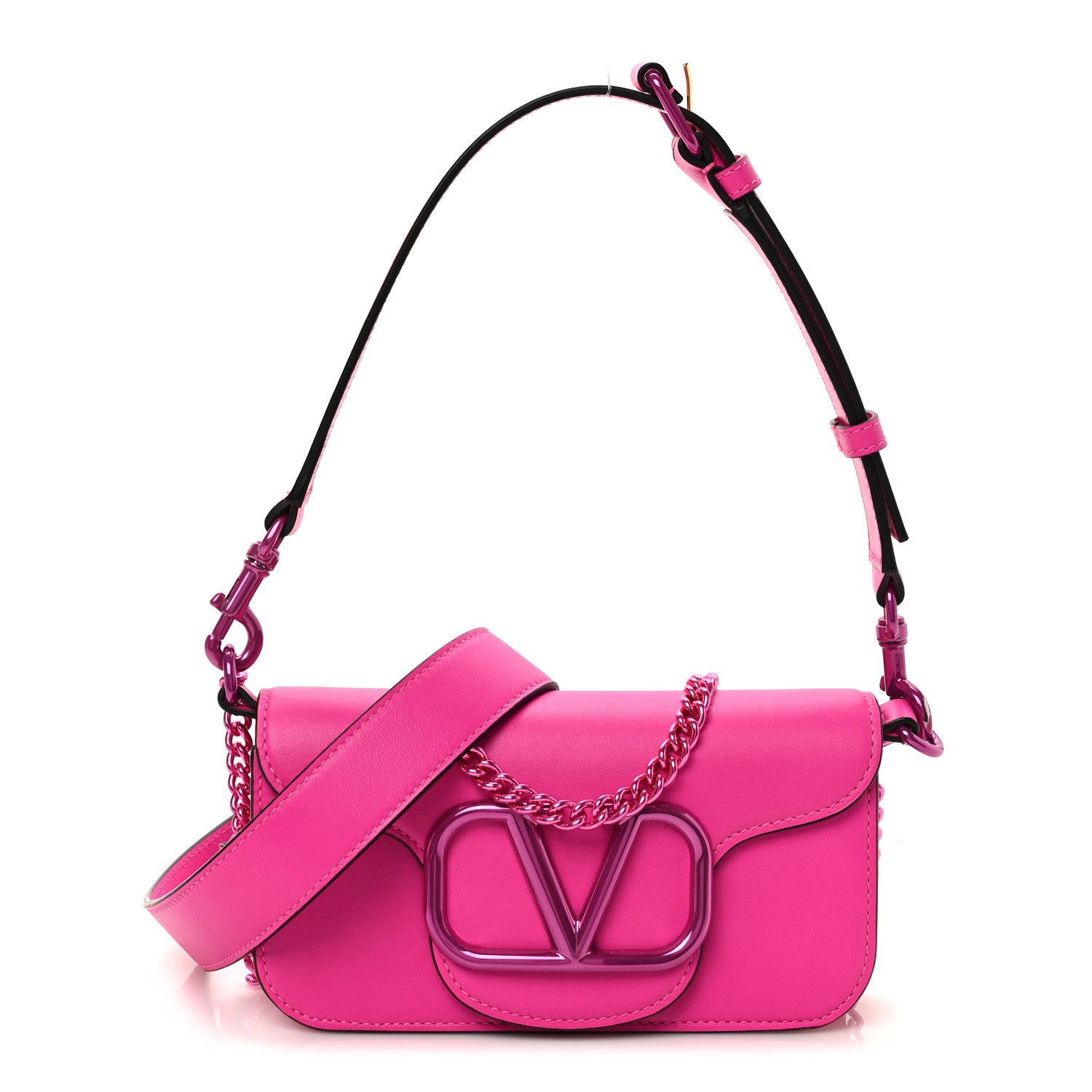 Valentino Garavani Calfskin Lacquer Monochrome Vlogo Mini Loco Crossbody Bag Pink PP 1 of 9