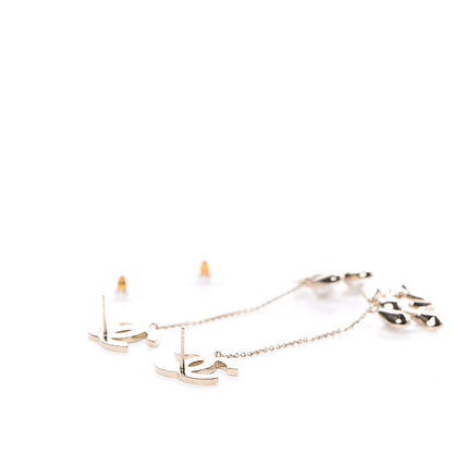 Chanel Pearl Crystal CC Drop Earrings Light Gold 3 of 5