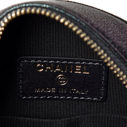 Chanel Iridescent Caviar Quilted Round Clutch With Chain Black 6 of 8