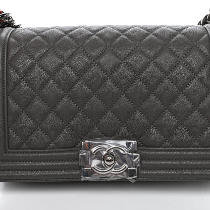 Chanel Caviar Quilted Medium Boy Flap Grey 10 of 11