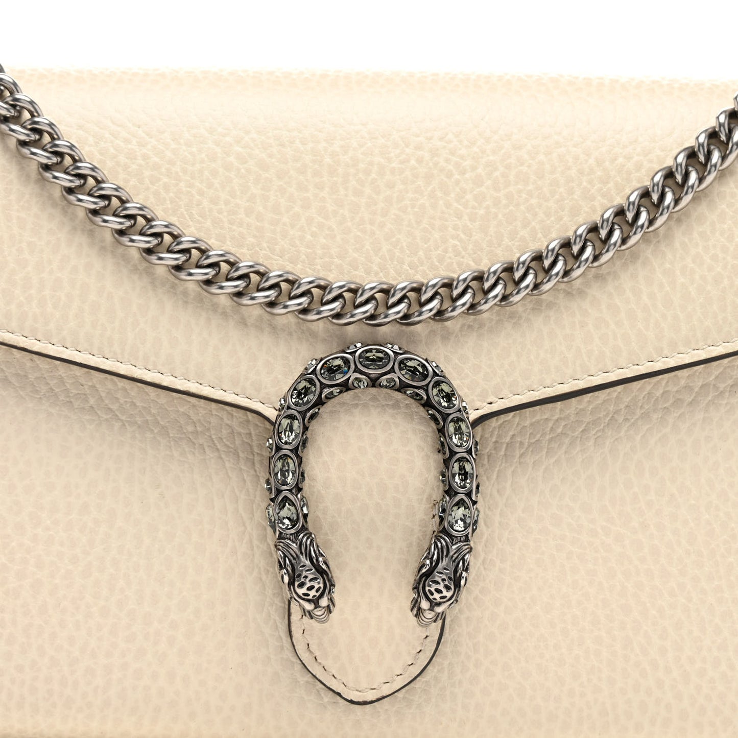 Dollar Calfskin Mini Dionysus Chain Wallet Mystic White