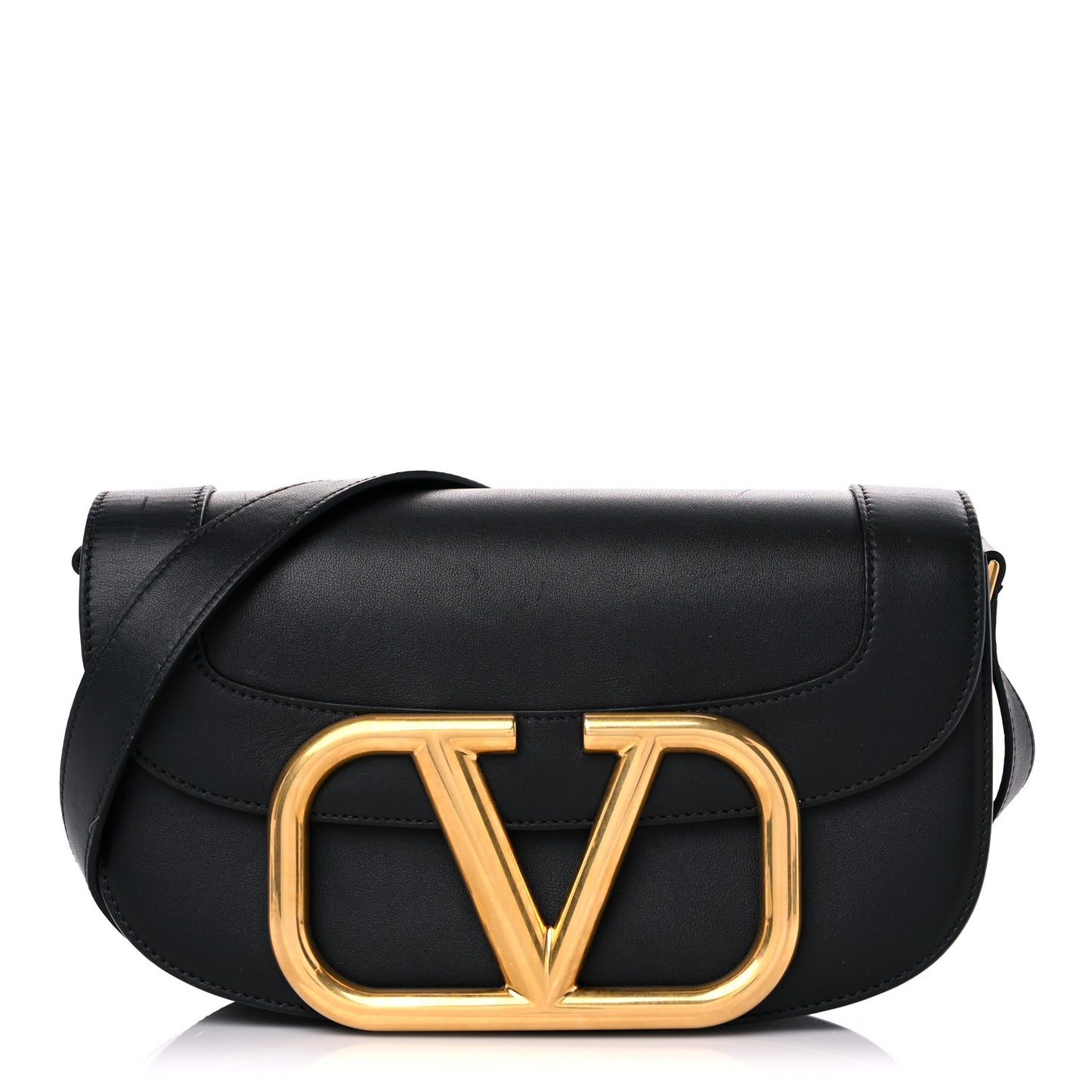 Smooth Calfskin Supervee Shoulder Bag Black