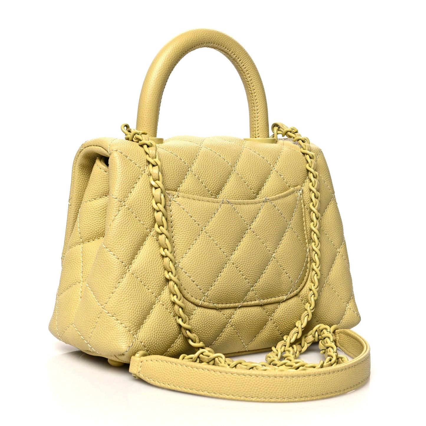 Caviar Quilted Incognito Extra Mini Coco Handle Flap Light Yellow