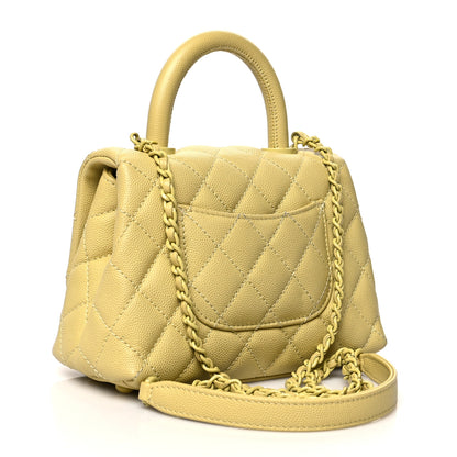 Chanel Caviar Quilted Incognito Extra Mini Coco Handle Flap Light Yellow 3 of 12