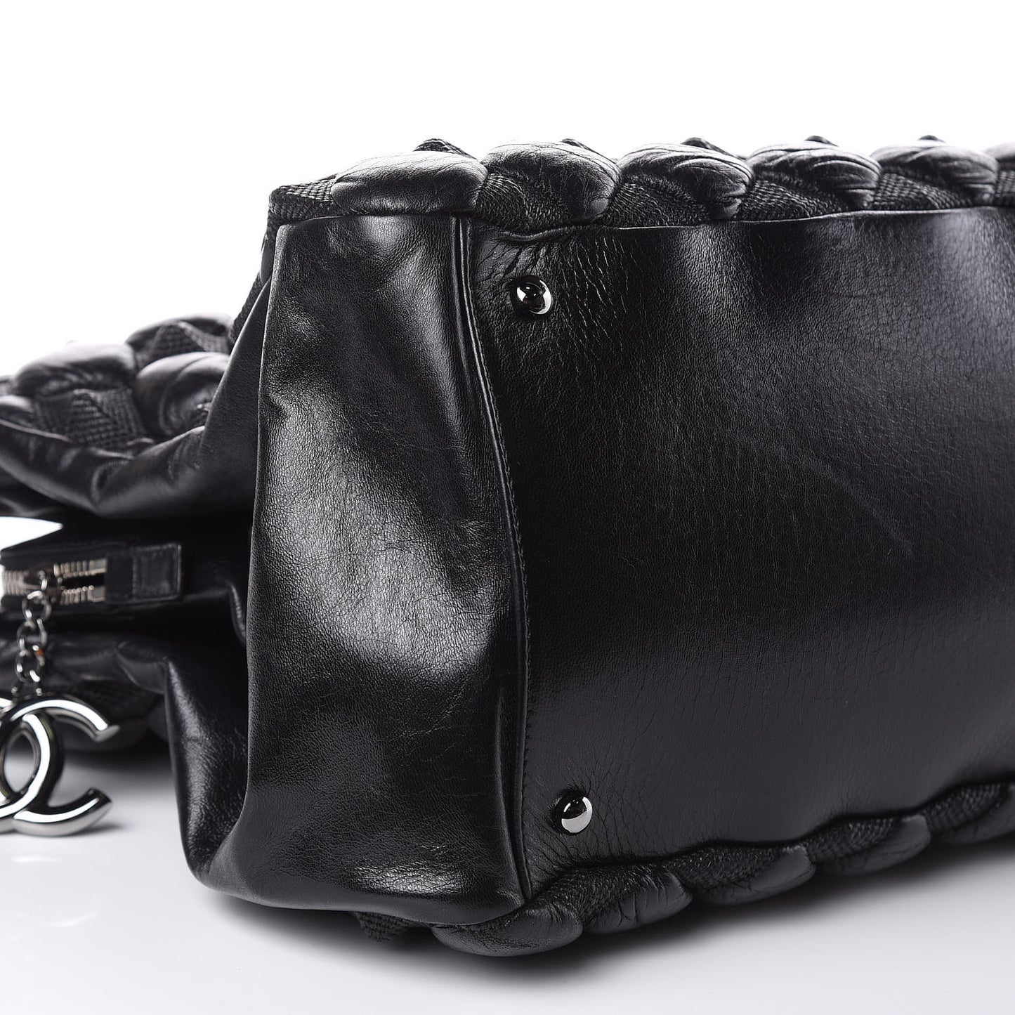 Glazed Lambskin Quilted Large Stravinsky Tote Black
