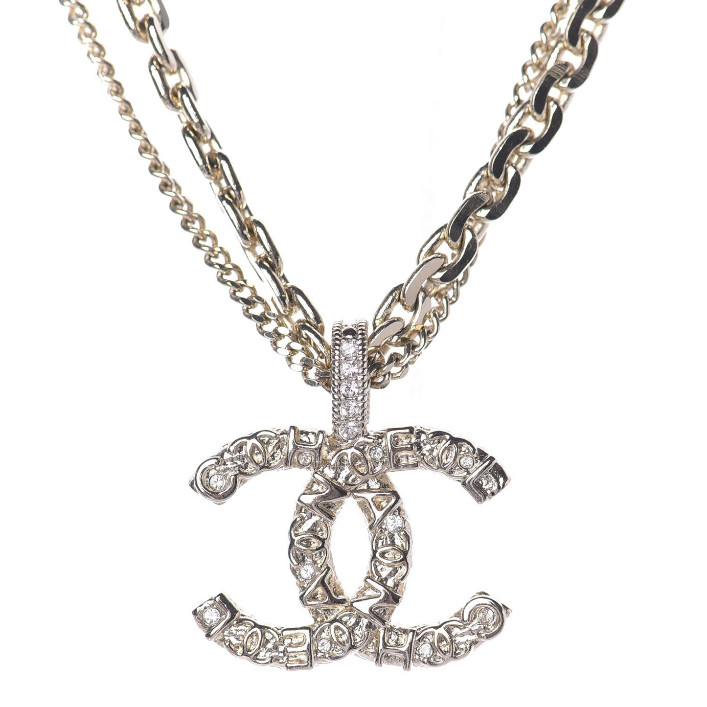 Crystal CC Multi Strand Chain Necklace Gold
