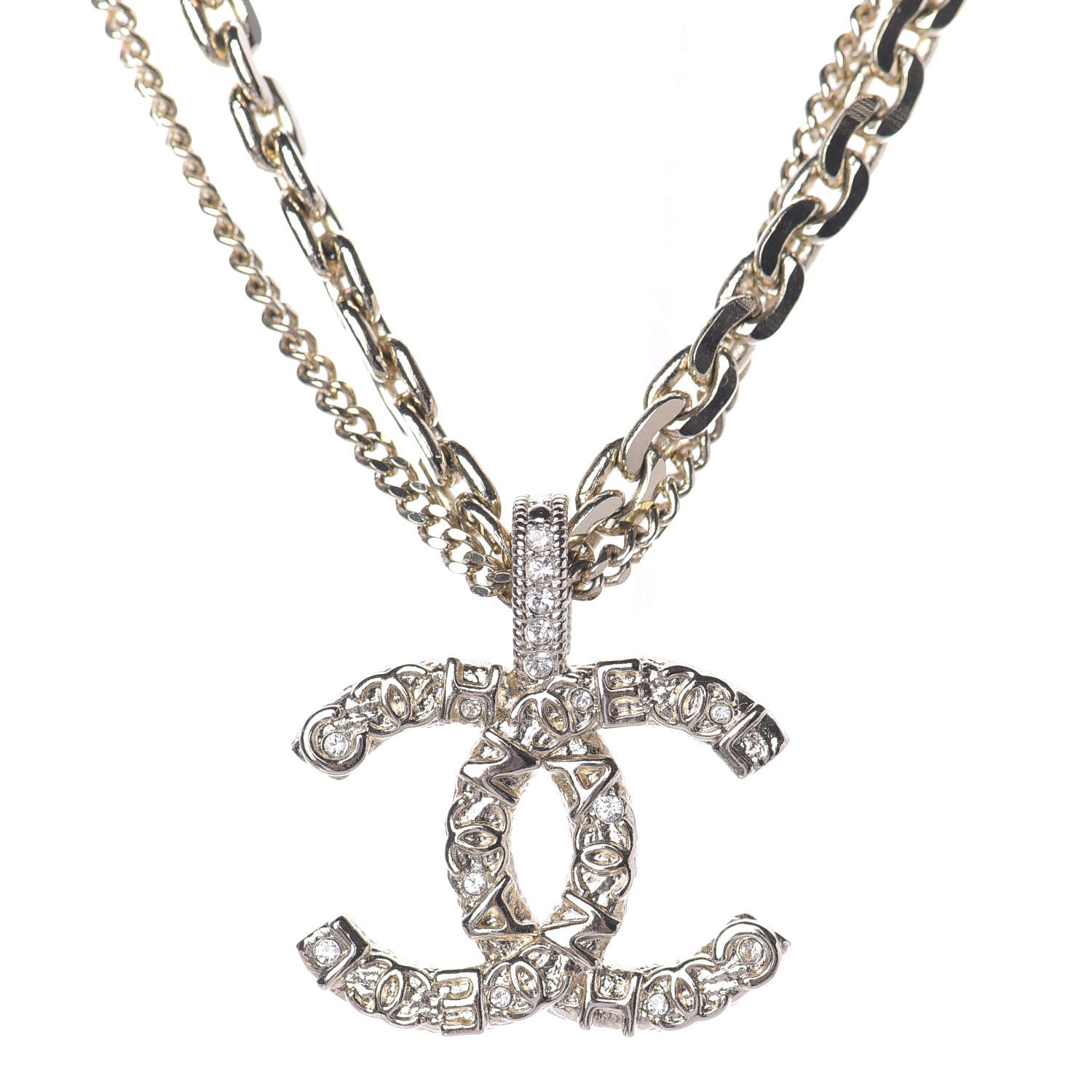 Chanel Crystal CC Multi Strand Chain Necklace Gold 1 of 8