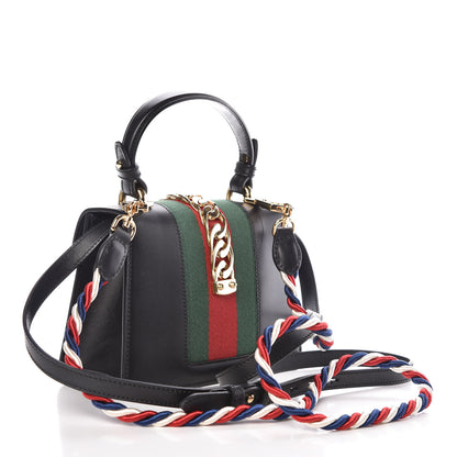 Gucci Calfskin Mini Sylvie Top Handle Bag Black 4 of 16