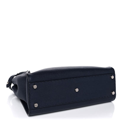 Fendi Cuoio Romano Selleria Medium Peekaboo Iconic Satchel Blue Notte 4 of 17