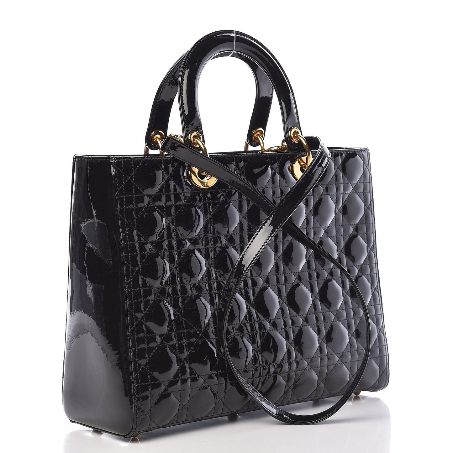 Patent Cannage Large Lady Dior Black