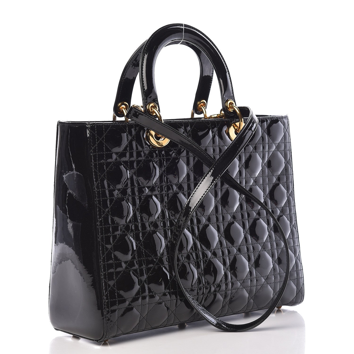 Christian Dior Patent Cannage Large Lady Dior Black 3 of 10