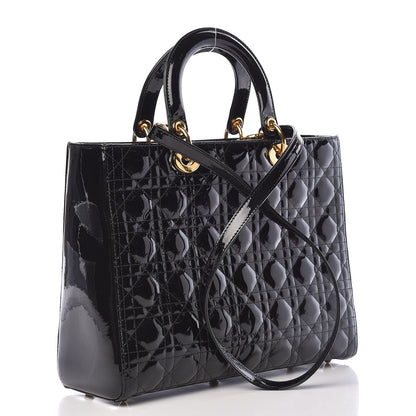 Christian Dior Patent Cannage Large Lady Dior Black 3 of 10