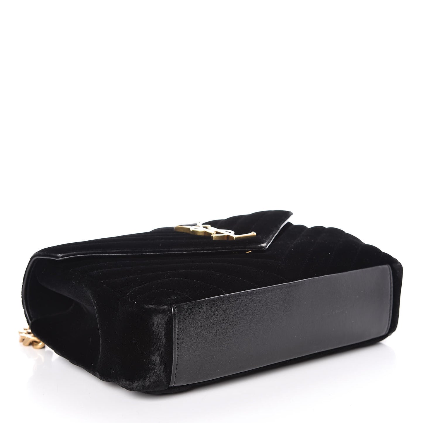 Velvet Matelasse Chevron Medium College Monogram Bag Black