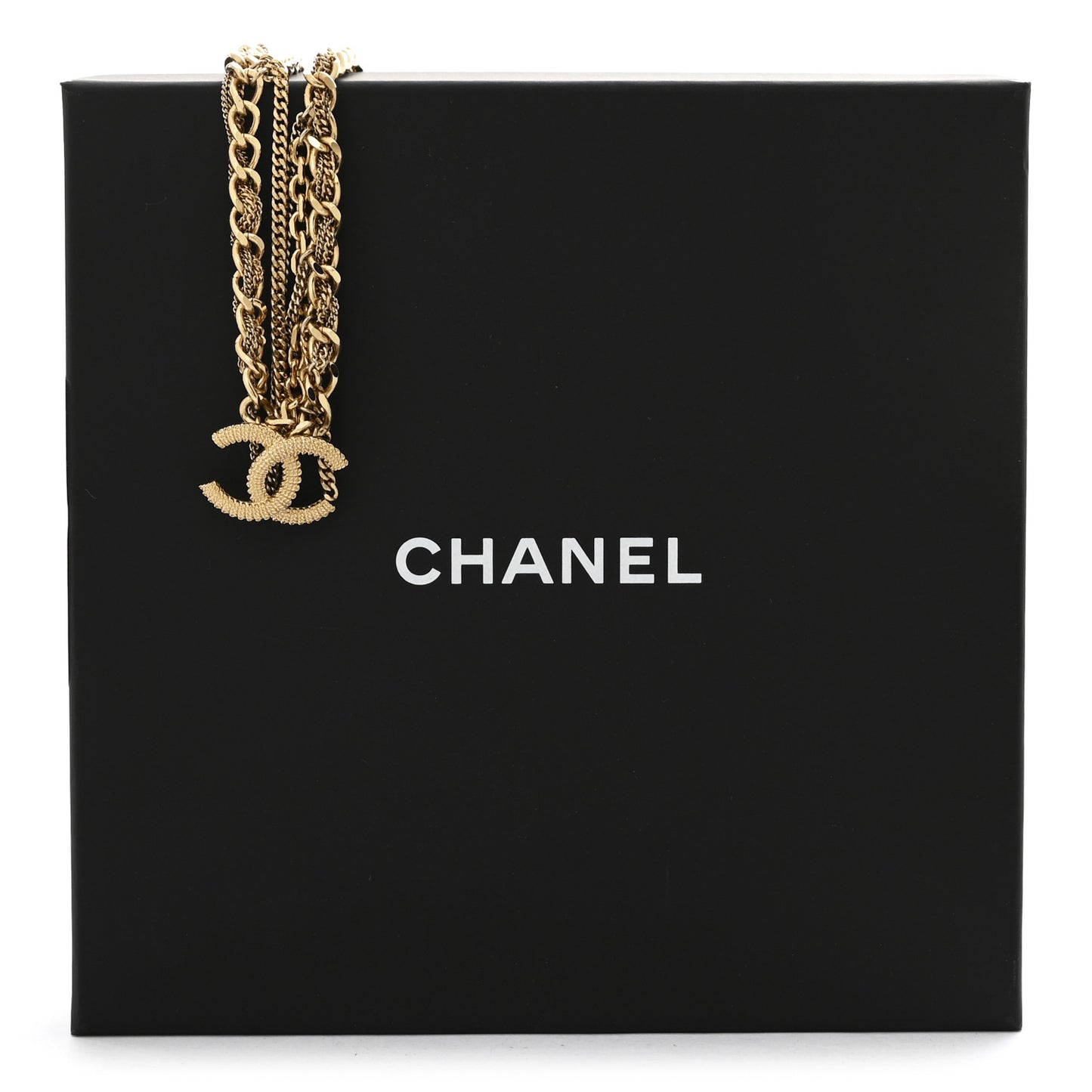 Metal Chain Link CC Multi Strand Choker Necklace Gold