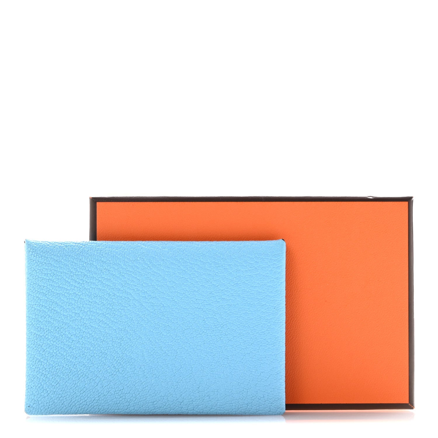 Hermes Chevre Mysore Verso Calvi Card Case Celeste Kraft 9 of 9
