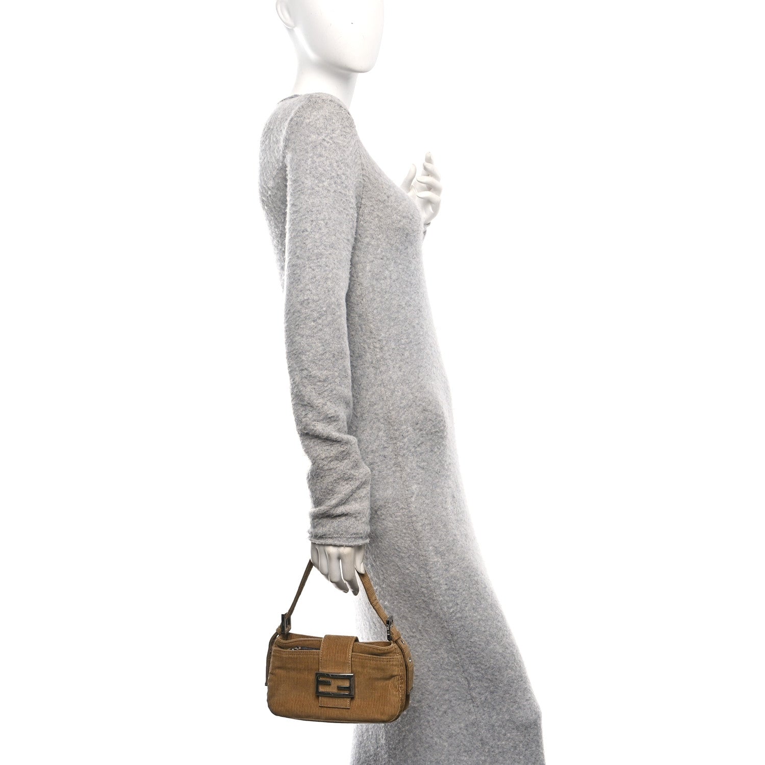 ショルダーバッグ FENDI Corduroy Shoulder Bag Beige Fendi Corduroy Baguette Small Shoulder Bag Beige 1812174
