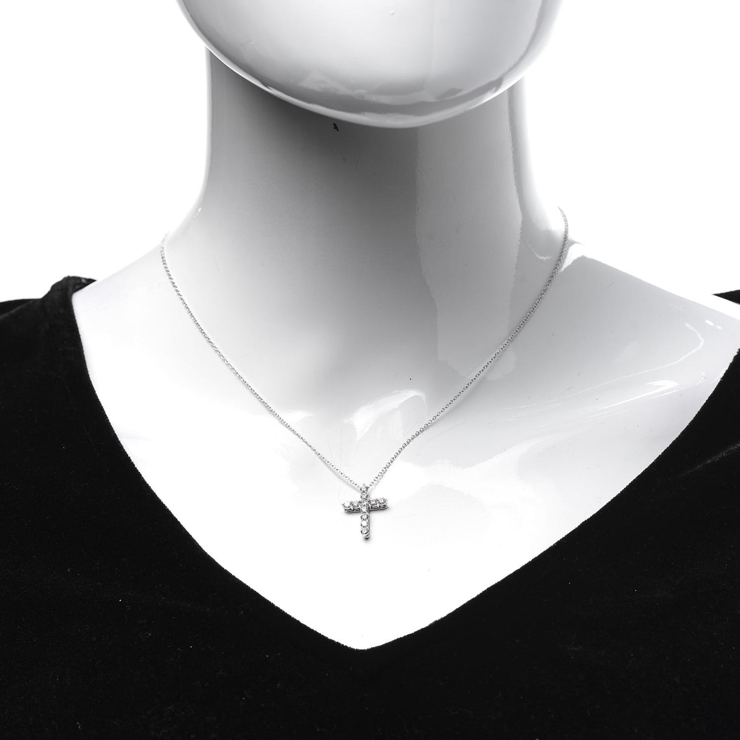 Platinum Diamond Small Cross Pendant Necklace