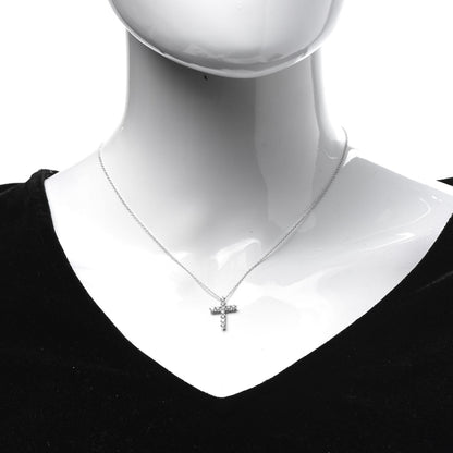 Tiffany Platinum Diamond Small Cross Pendant Necklace 3 of 14