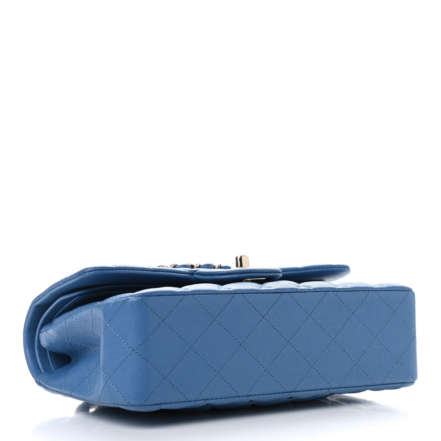 Caviar Quilted Small Double Flap Blue