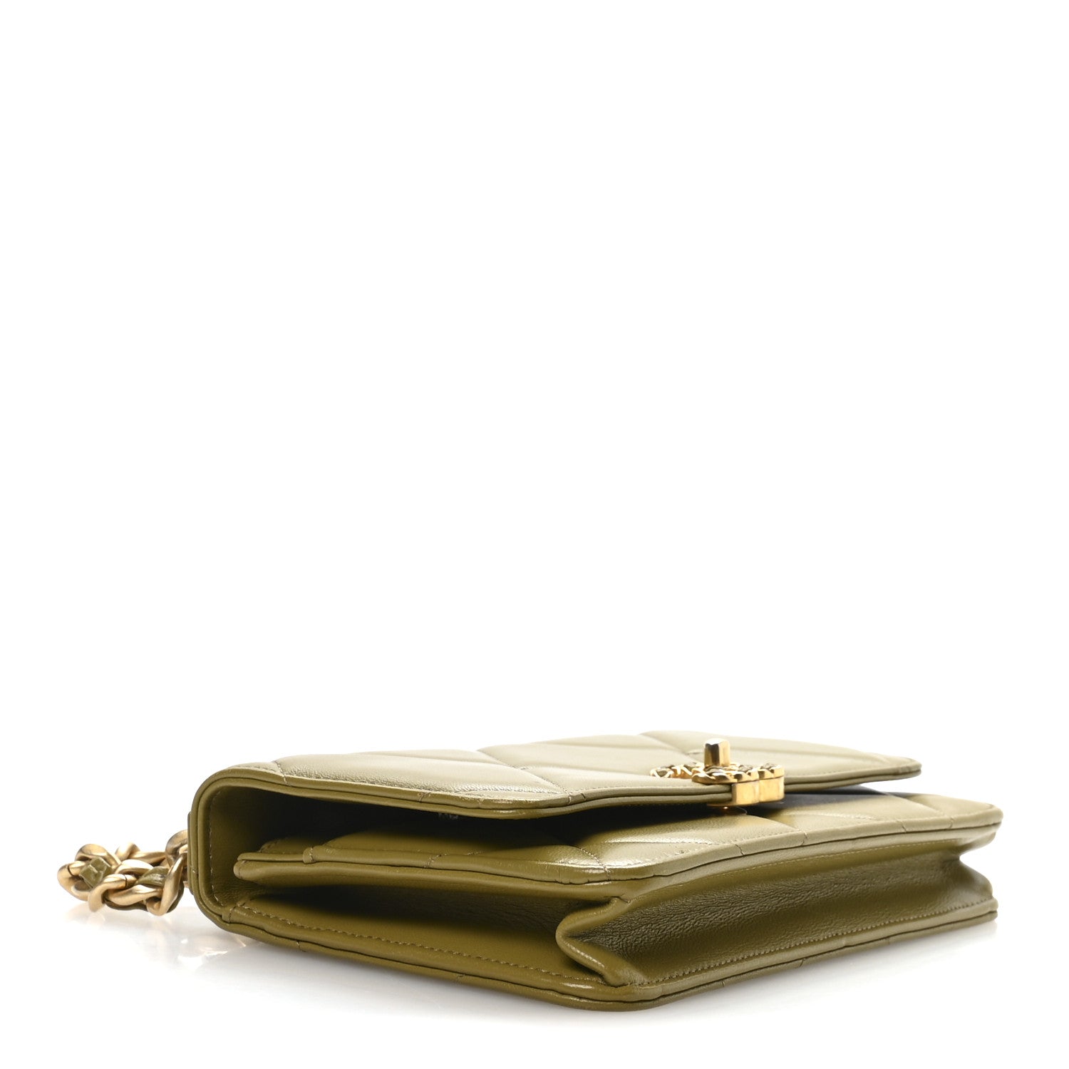 Chanel Lambskin Quilted Chanel 19 Wallet On Chain WOC Green 4 of 12