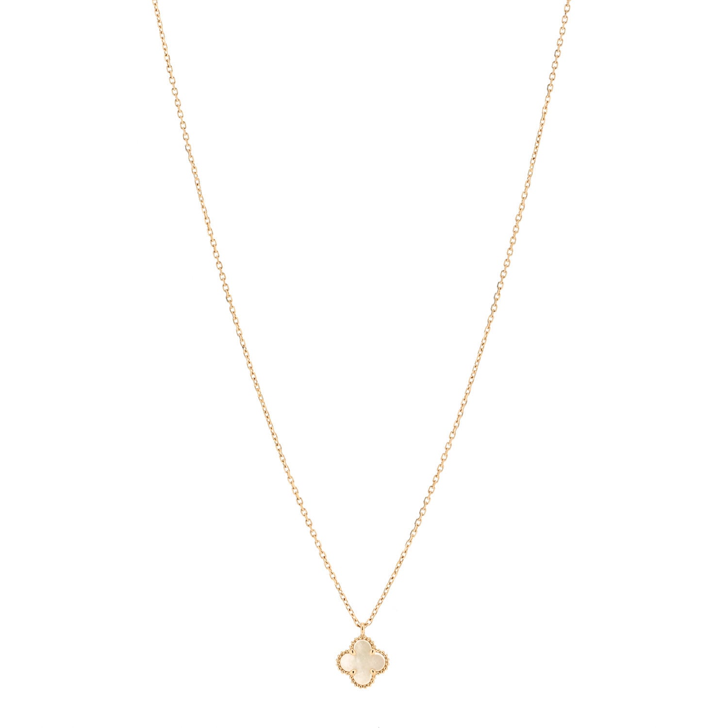 Van Cleef & Arpels 18K Yellow Gold Mother of Pearl Sweet Alhambra Pendant Necklace 1 of 5