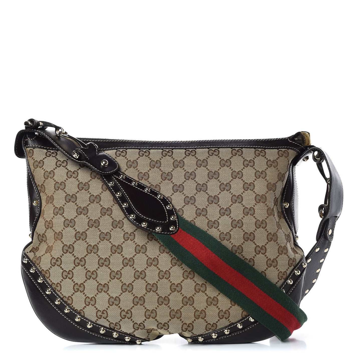 Monogram Web Pelham Studded Shoulder Bag Brown