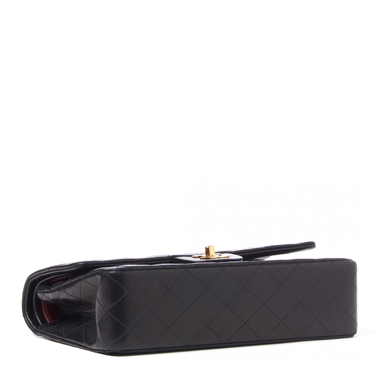 Lambskin Quilted Medium Double Flap Black