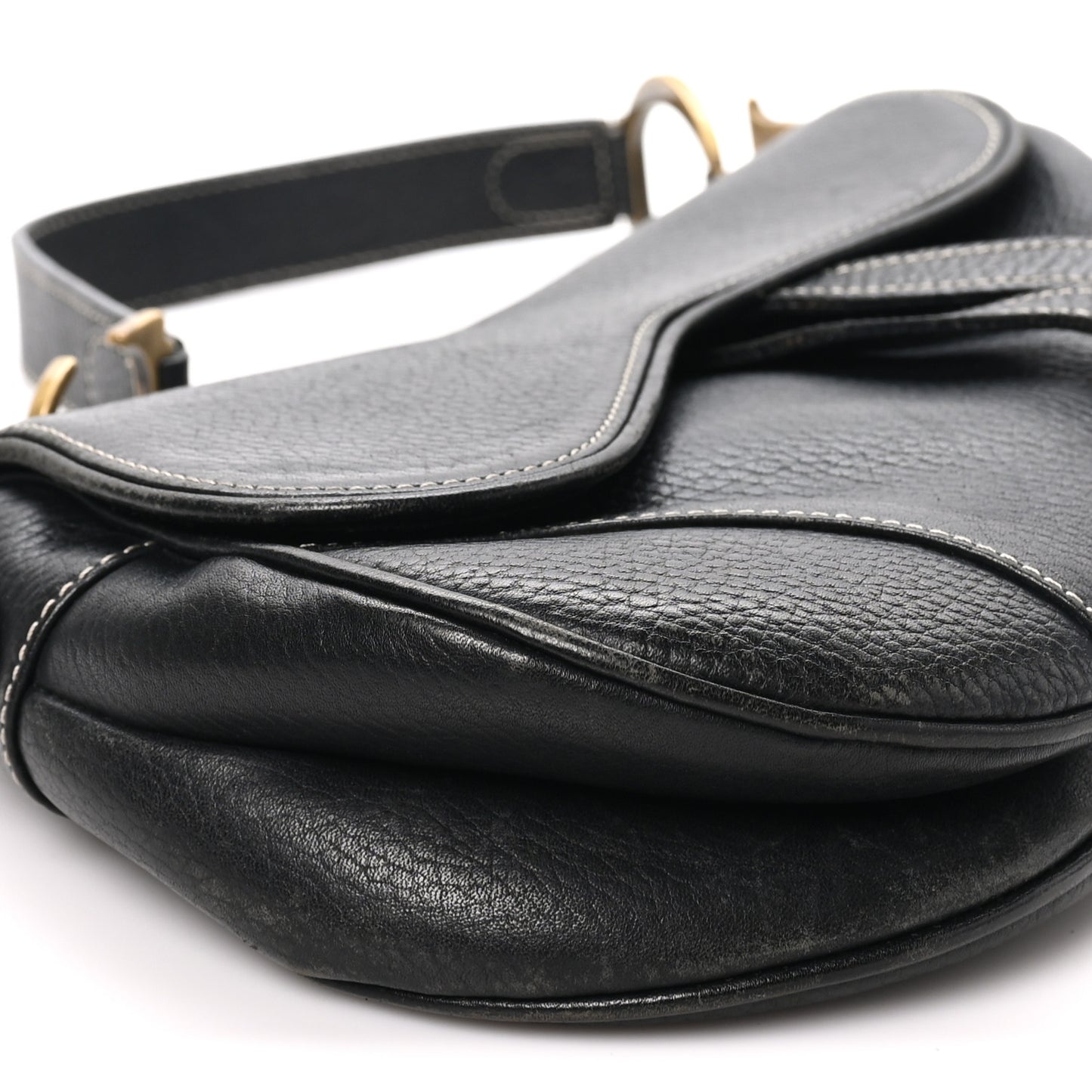 Grained Calfskin Saddle Bag Black